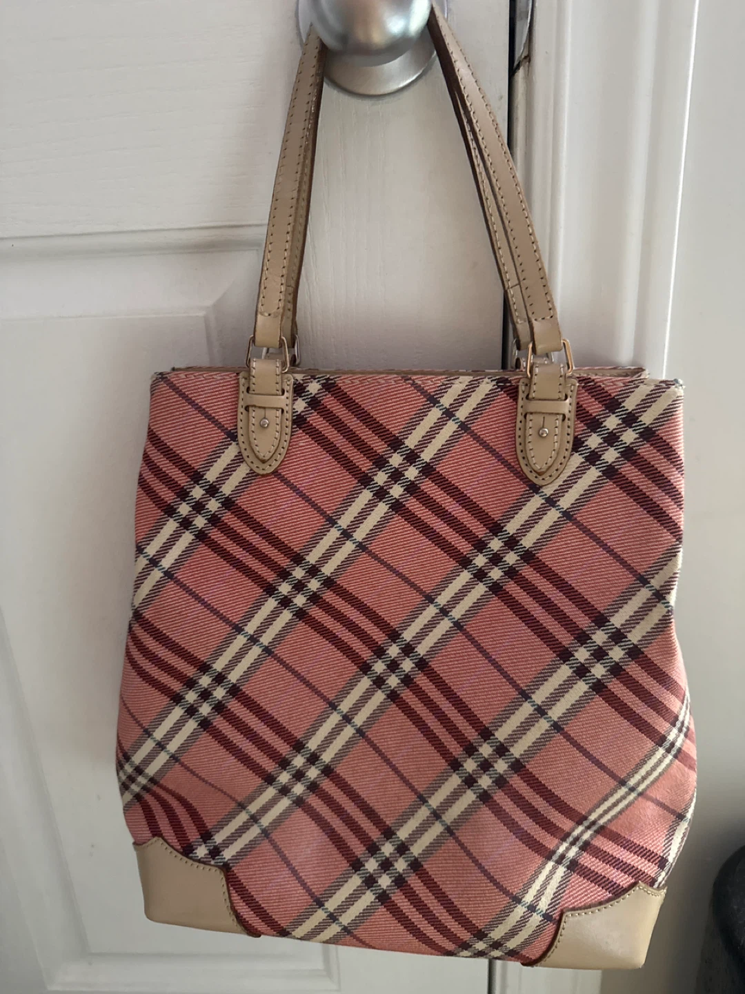 Burberry London Blue Label Plaid Tote Bag