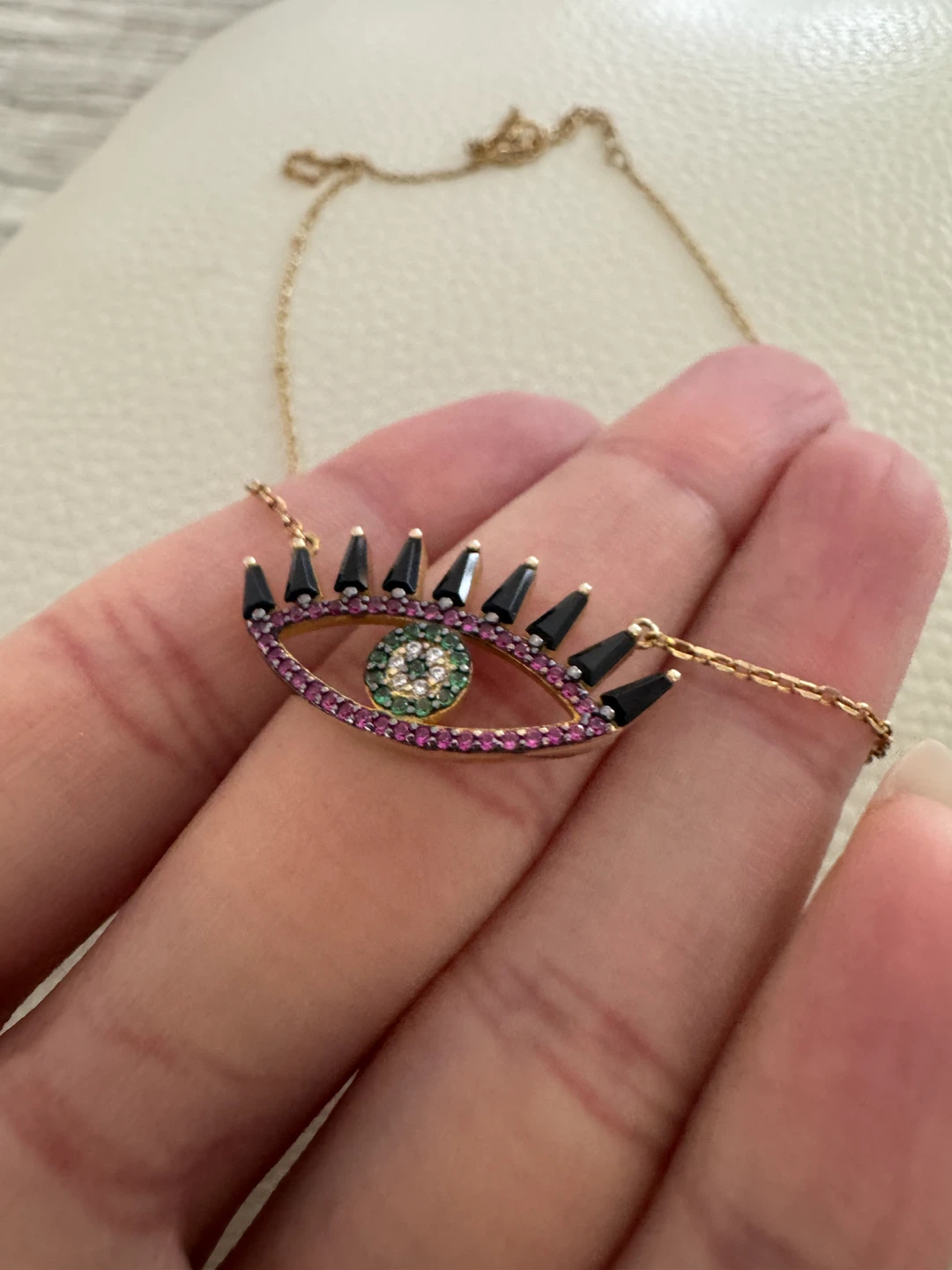 Evil eye necklace (coloured stones)