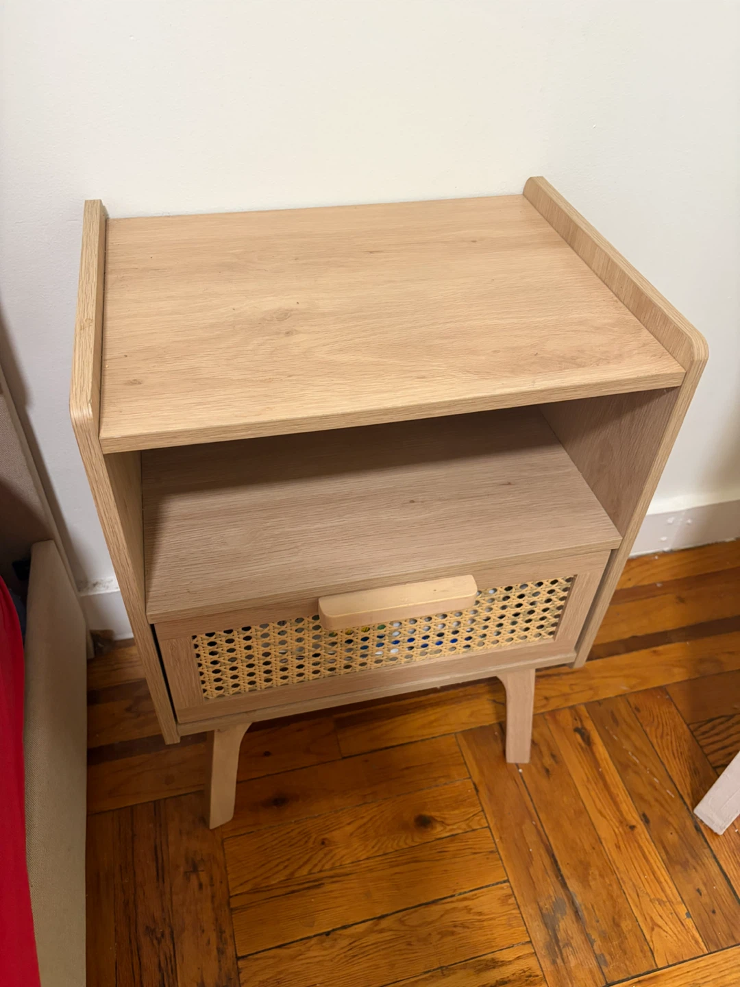 Two light-wood nightstands