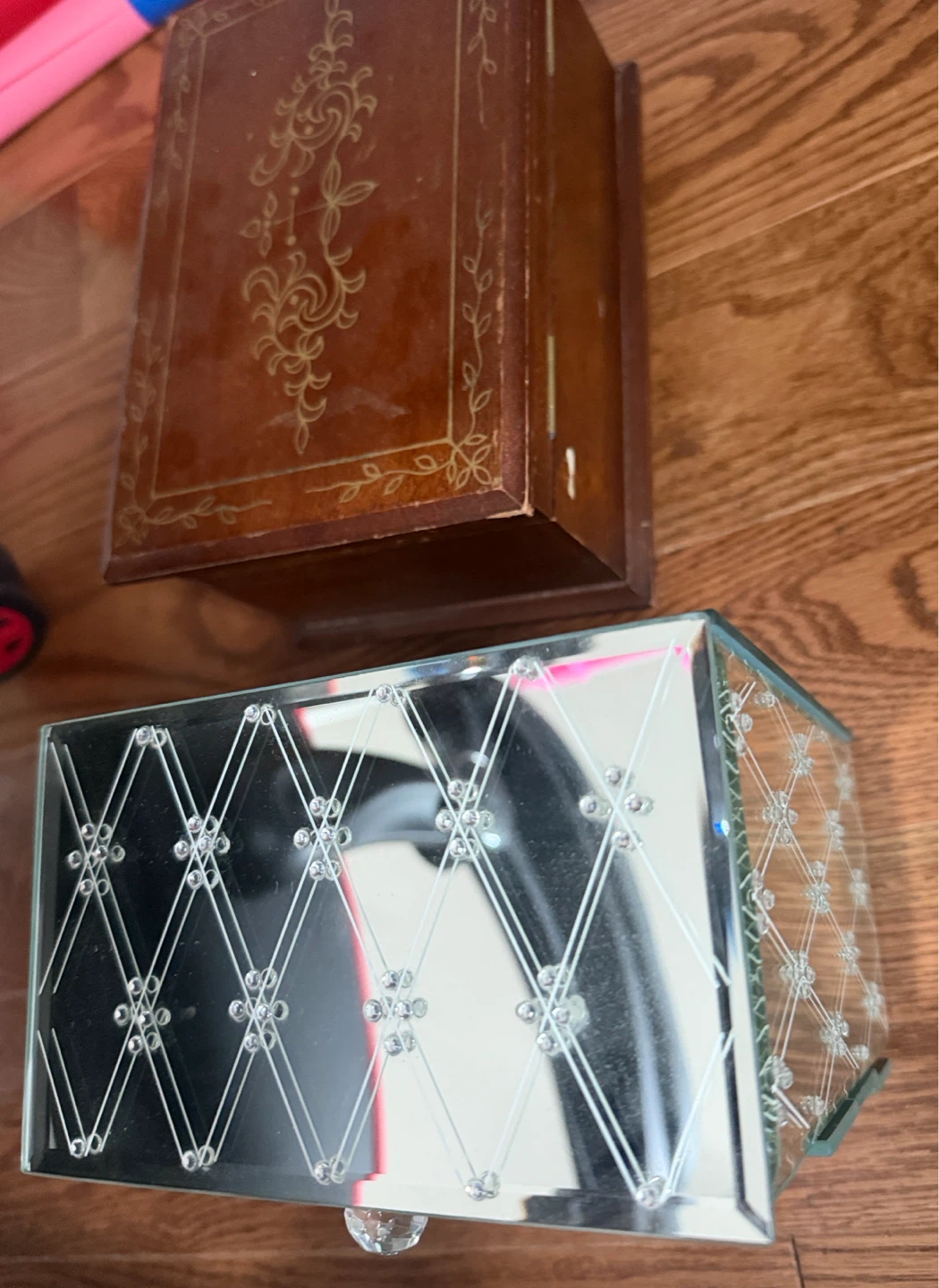 Wooden Music and Mirrored Jewellery Boxes set of 2 - photo 3