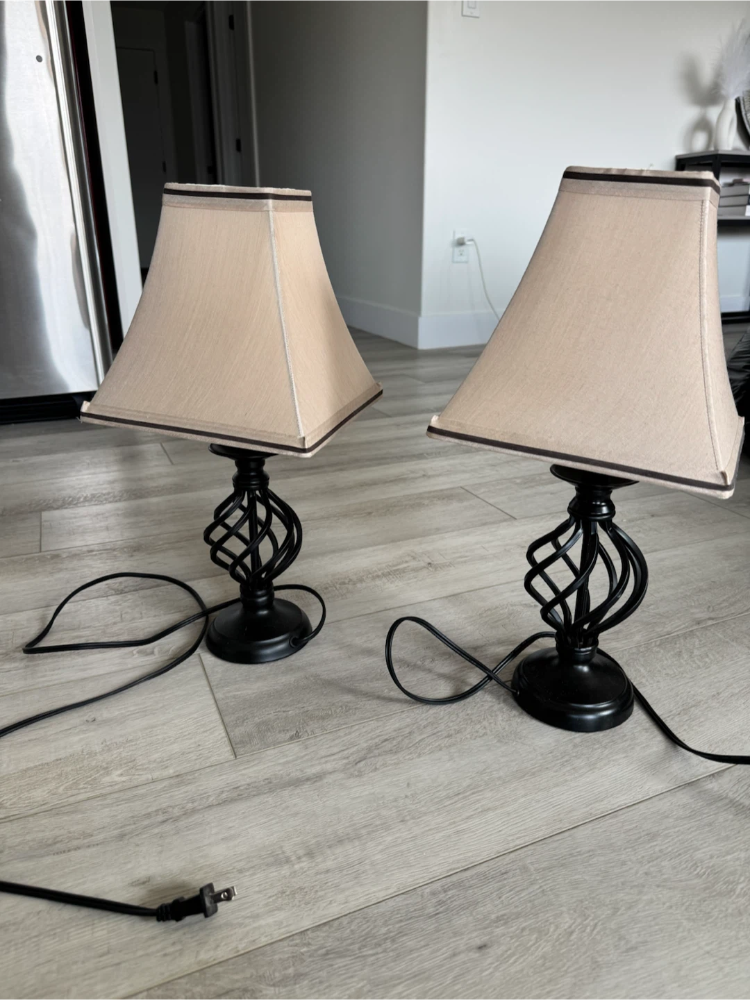 Table Lamps - Black Base, Beige Shade (Set of 2)