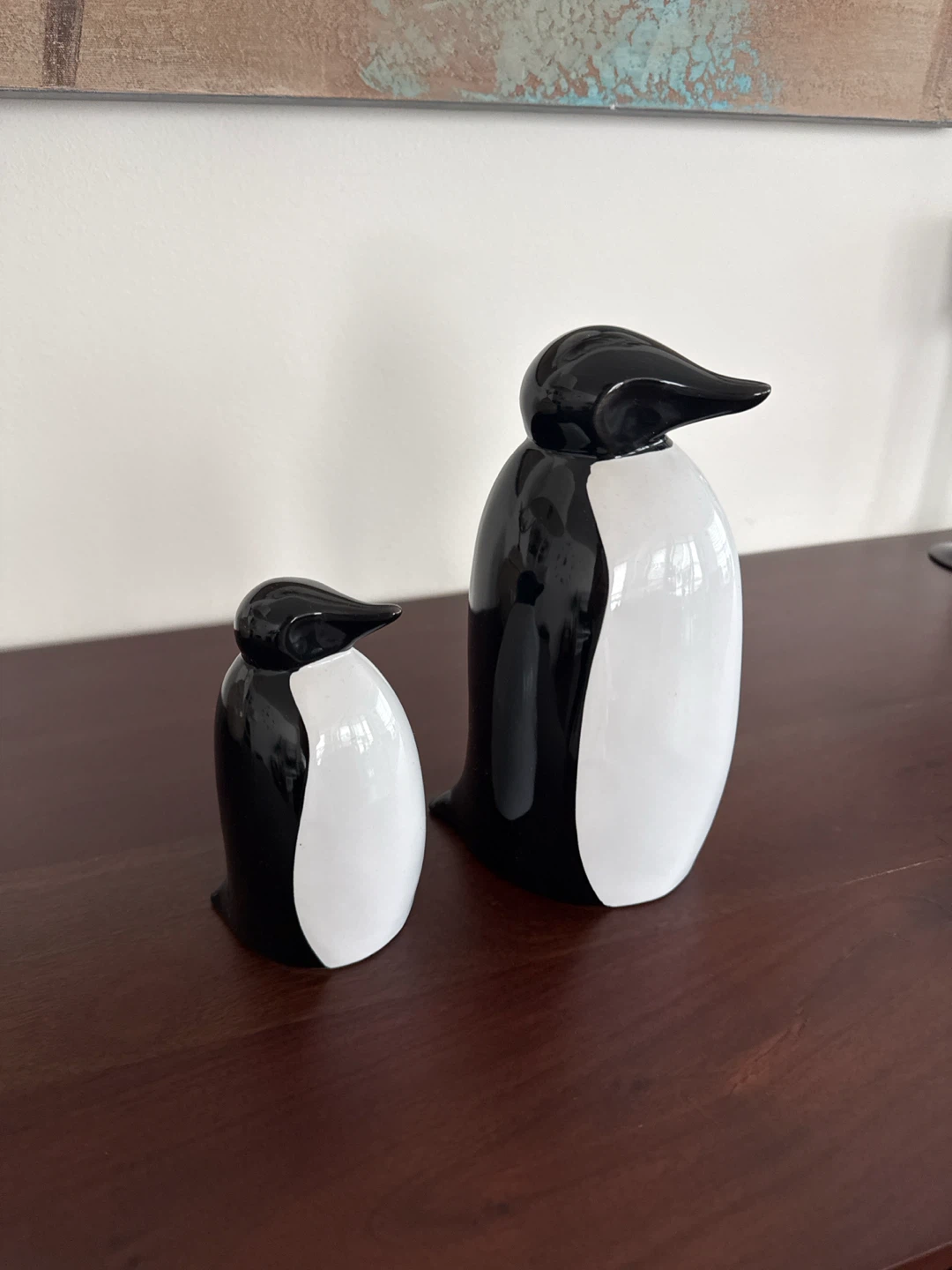 Set of 2 Black and White Penguin Figurines