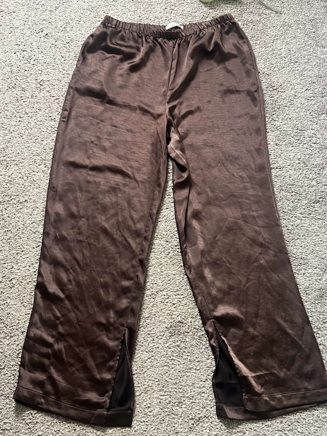 Brown Satin Wide Leg Pants