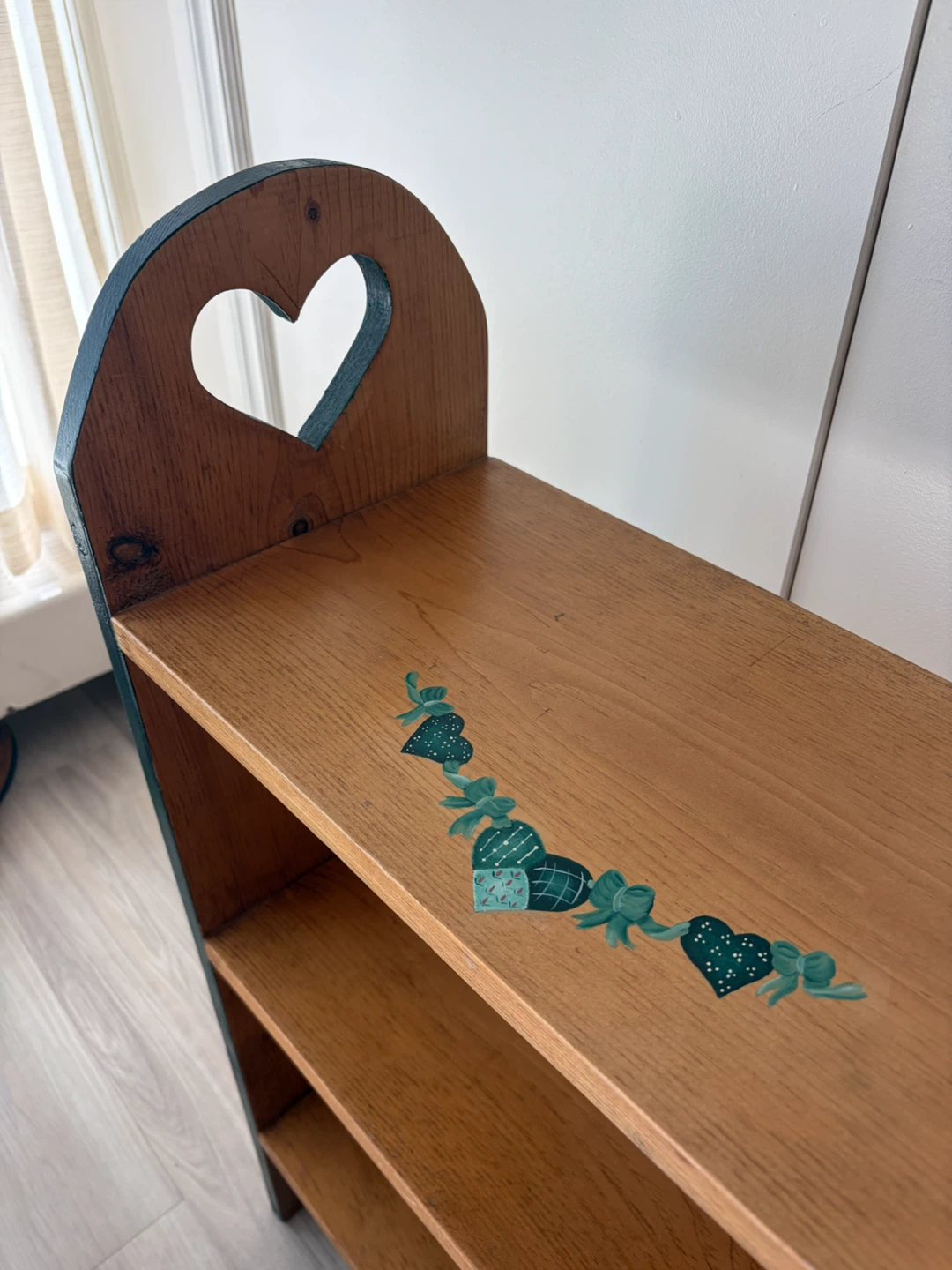 Wooden Shelf with Heart Cutouts - photo 3
