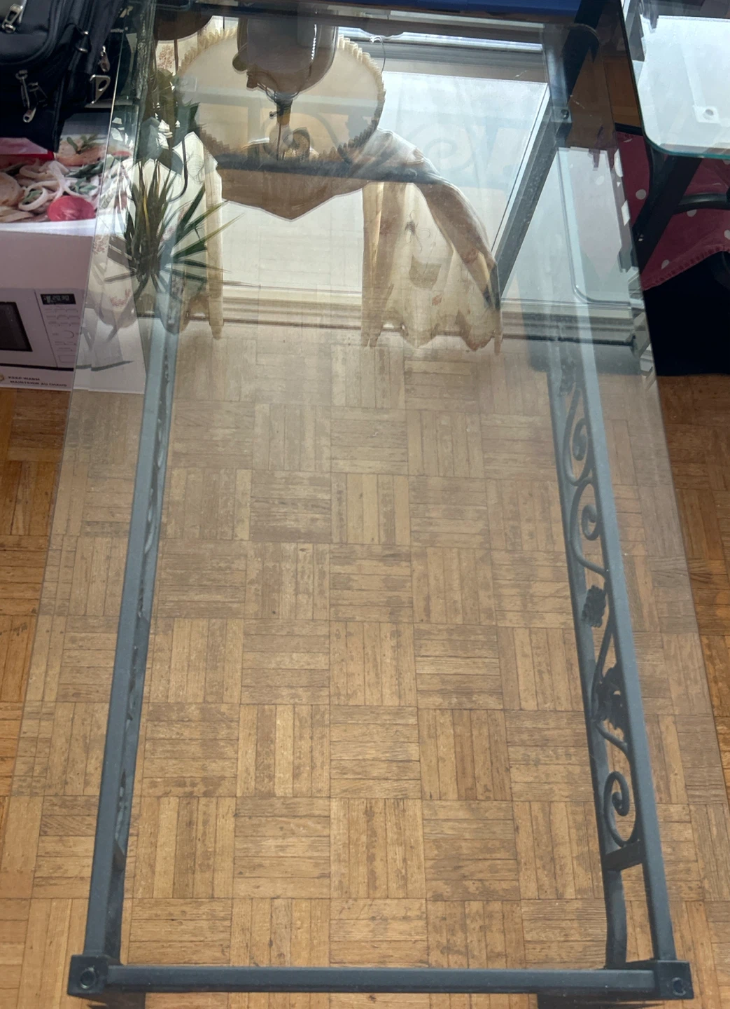 Metal and Glass Coffee Table with Grape Motif