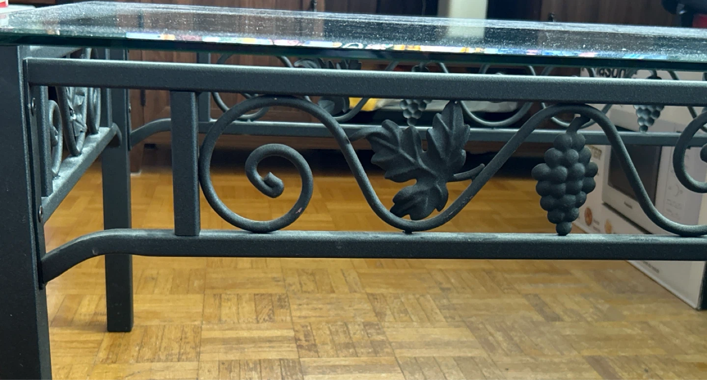 Metal and Glass Coffee Table with Grape Motif - photo 2