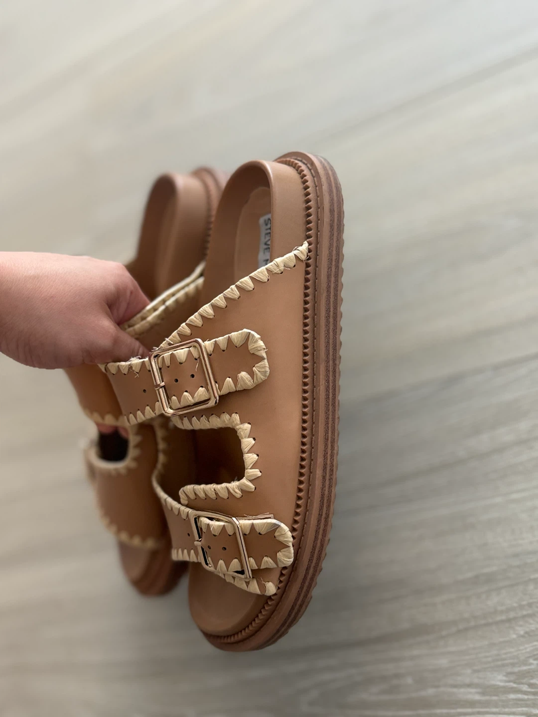 Steve Madden Tan Double Strap Slide Sandals - photo 3