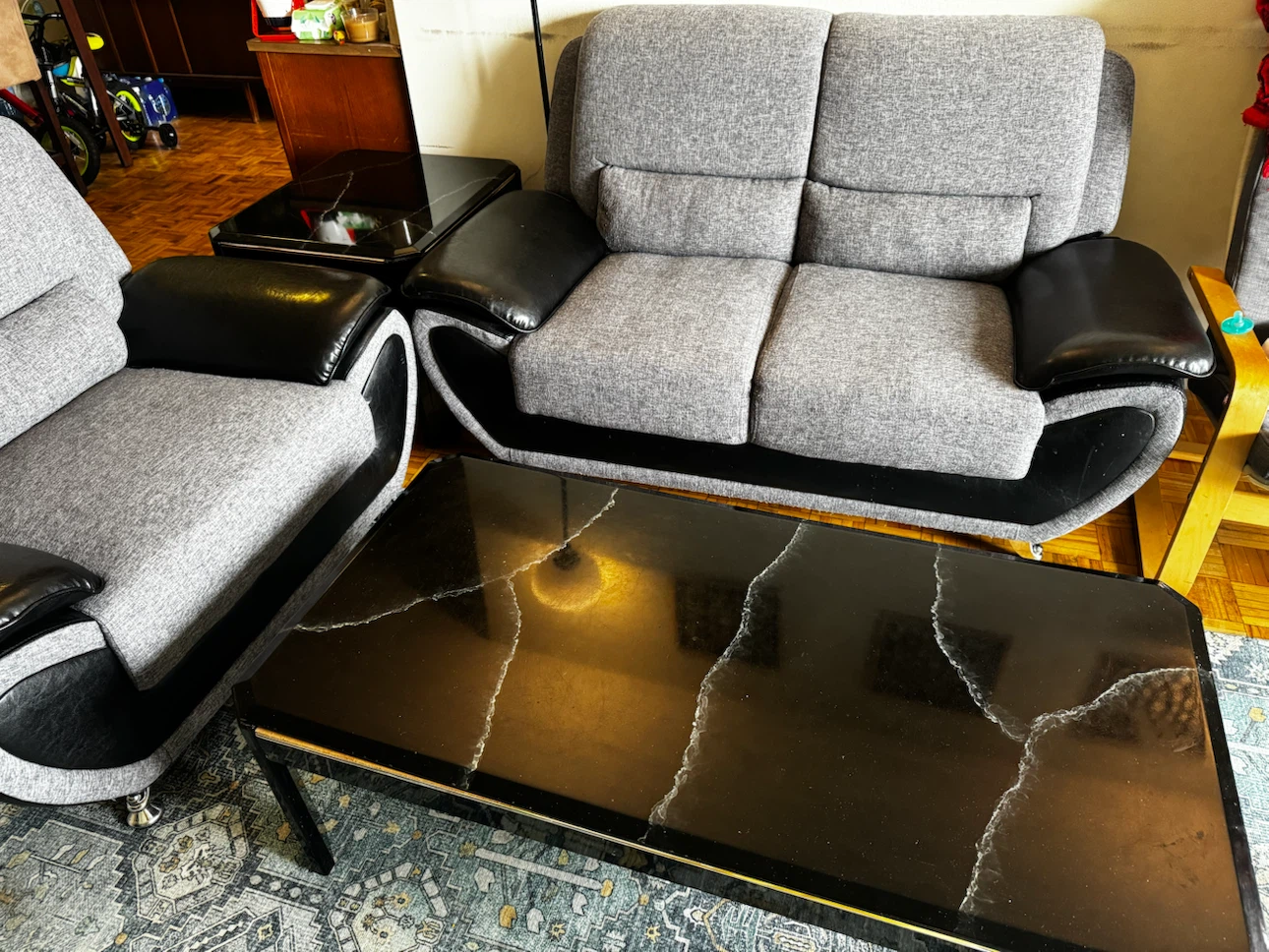 Modern 3-Piece Loveseat, Armchair, Coffee Table and side table