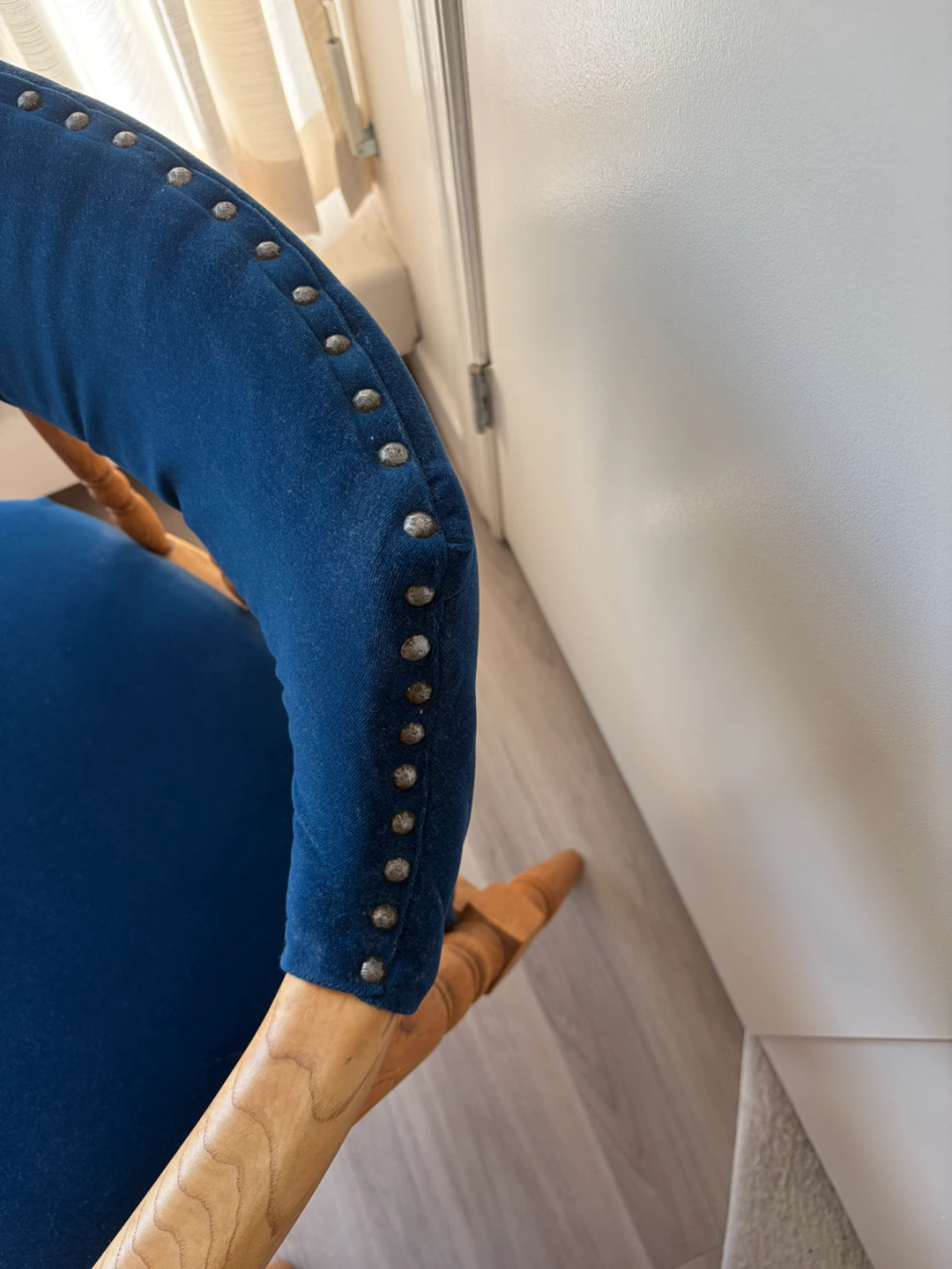 Pair of Blue Upholstered Arm Chairs - photo 3