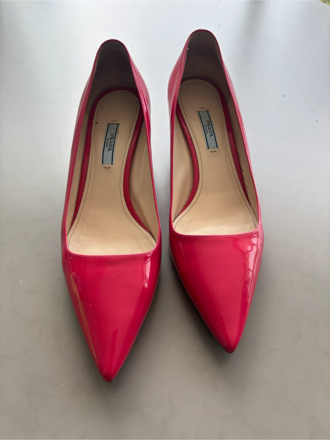 Prada Pink Patent Leather Kitten Heel Shoes