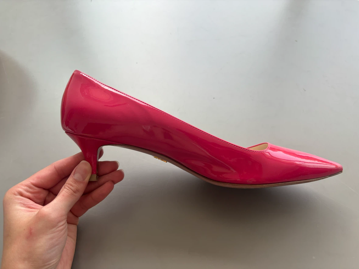 Prada Pink Patent Leather Kitten Heel Shoes - photo 2