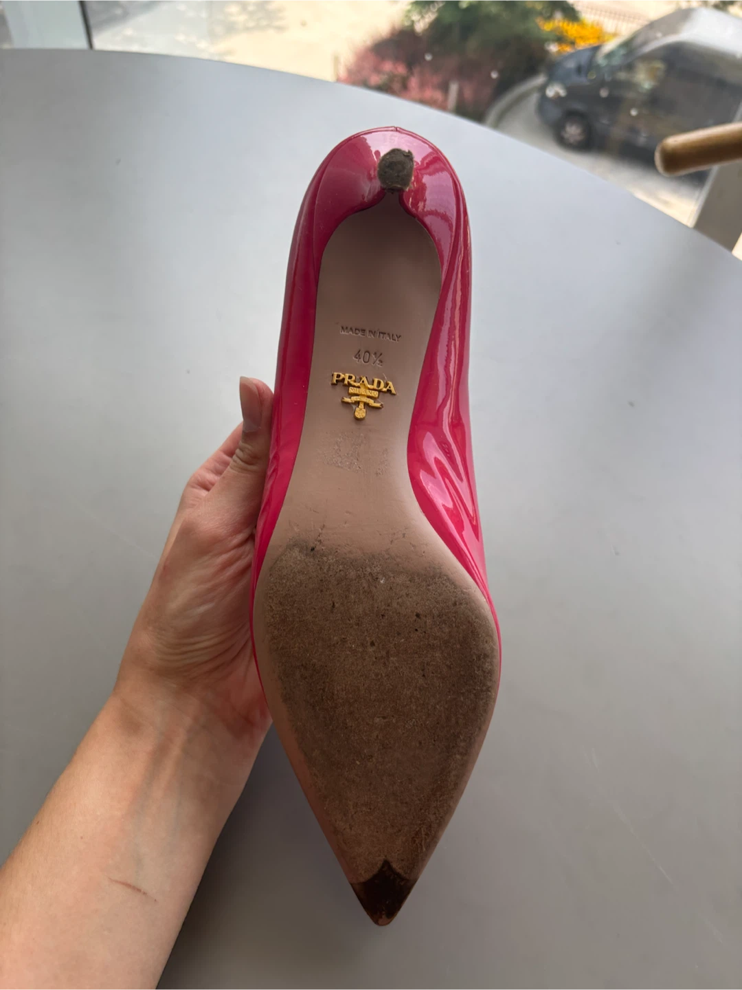 Prada Pink Patent Leather Kitten Heel Shoes - photo 3