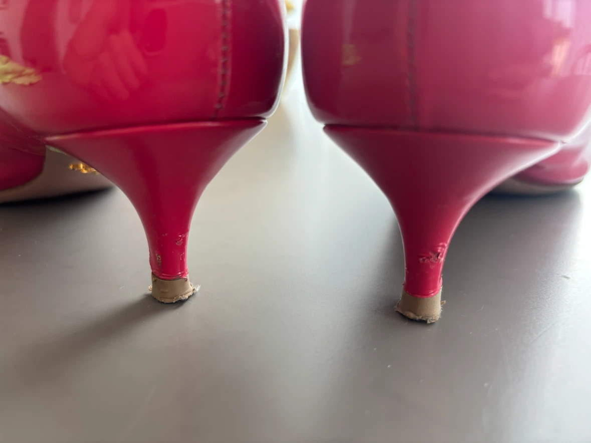 Prada Pink Patent Leather Kitten Heel Shoes - photo 4