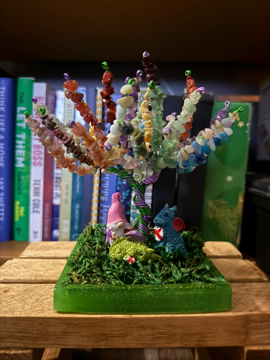 Crystal Tree Decor with Gnome and Dragon Figures - photo 2