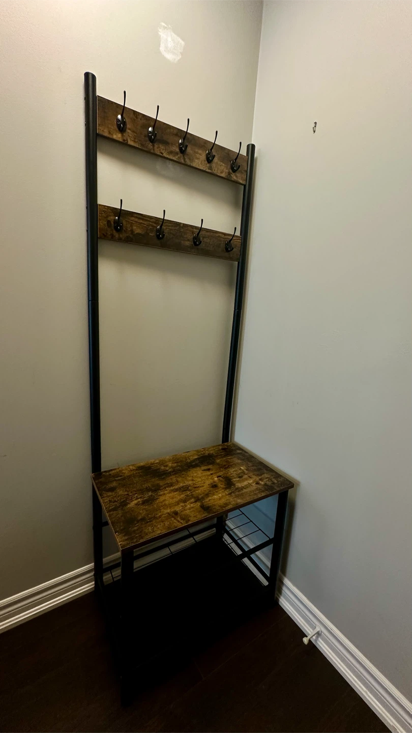 Entryway Coat Rack with Shoe Bench