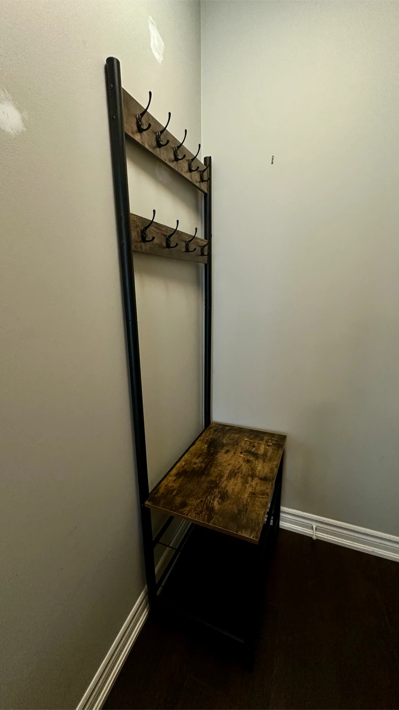 Entryway Coat Rack with Shoe Bench - photo 2