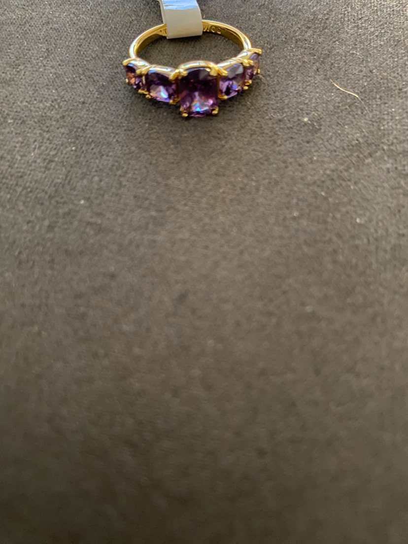 Bomb party Gold-tone Ring with Purple Stones - Size 7