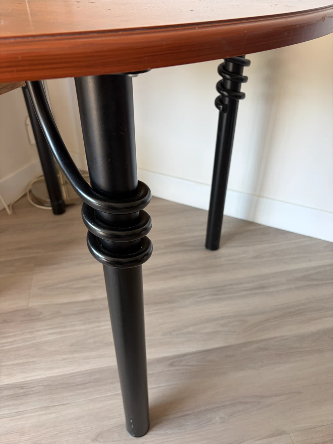 Round Wood Table with Black Metal Legs - photo 2