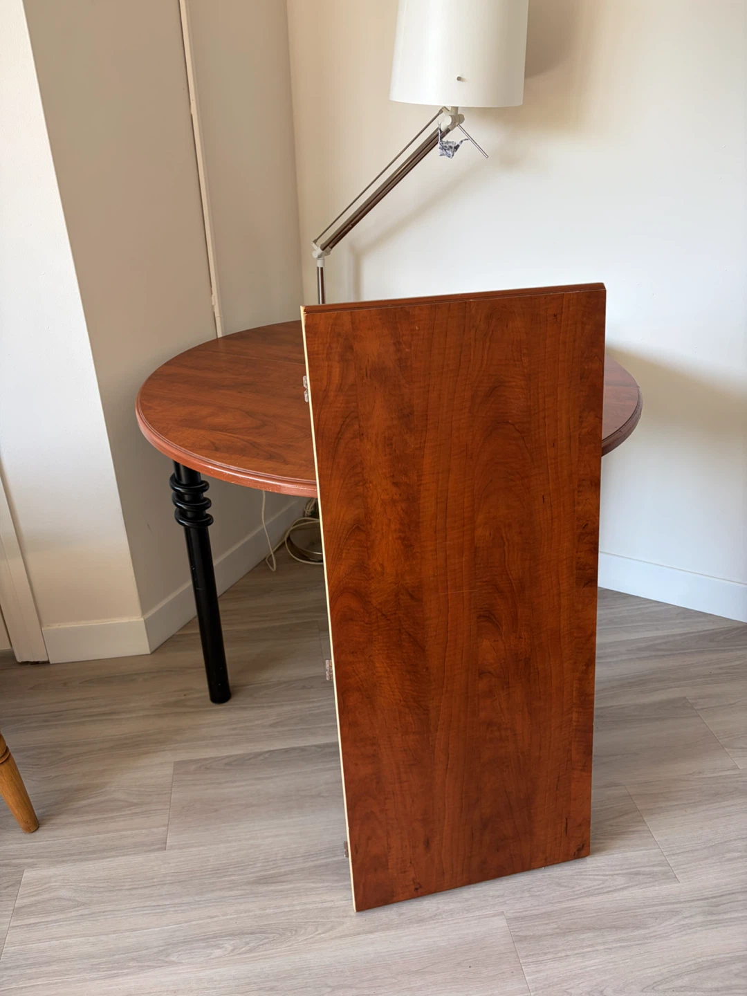 Round Wood Table with Black Metal Legs - photo 3