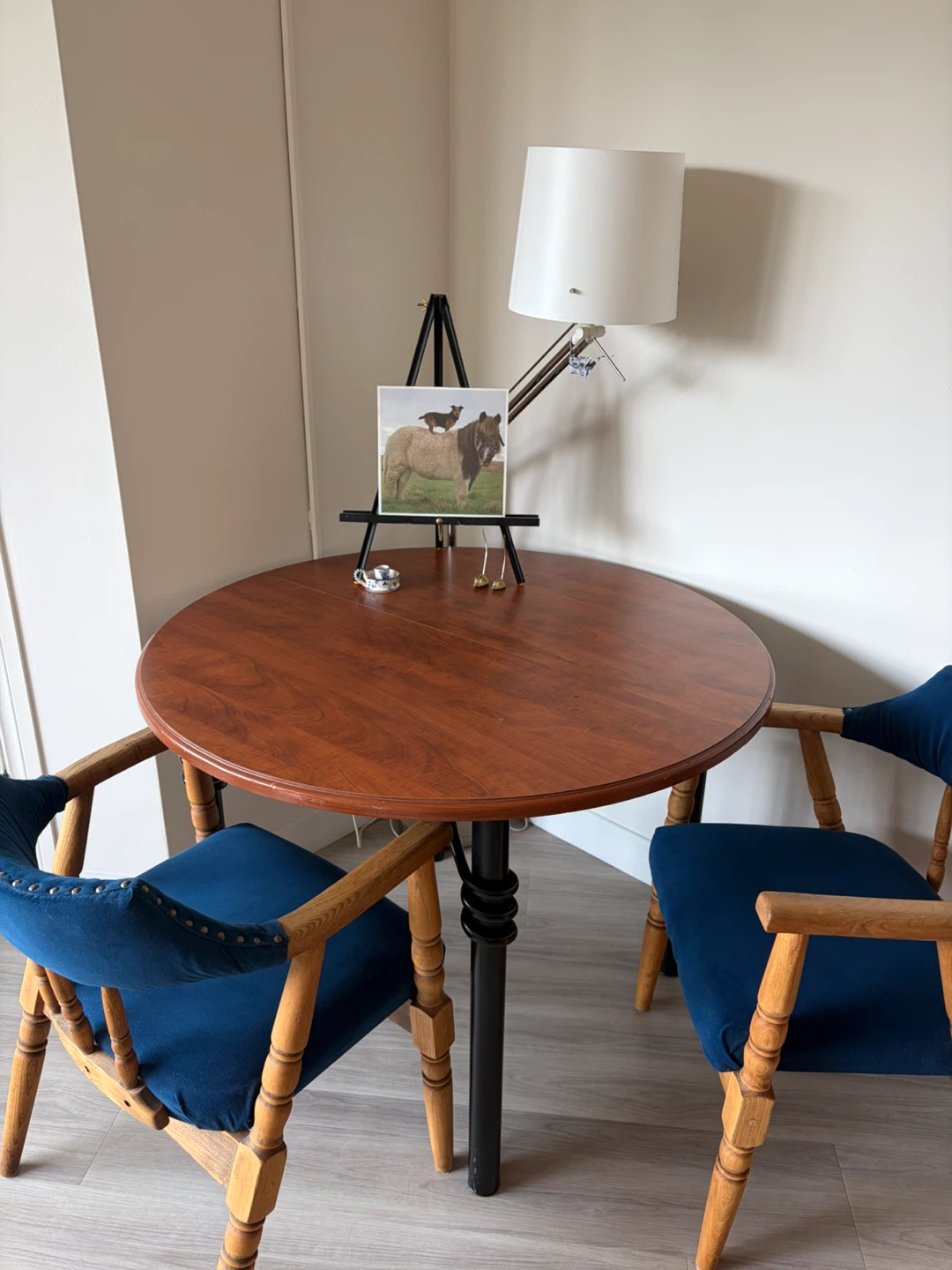 Round Wood Table with Black Metal Legs - photo 4