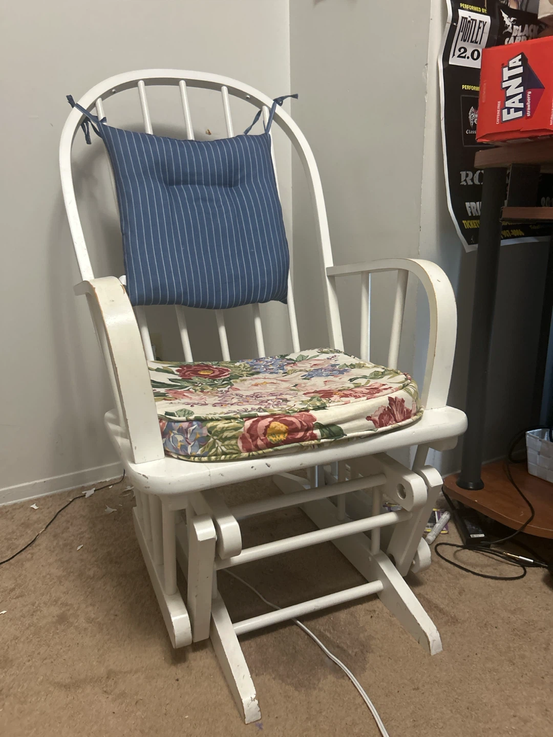 White Glider Rocking Chair with Cushions