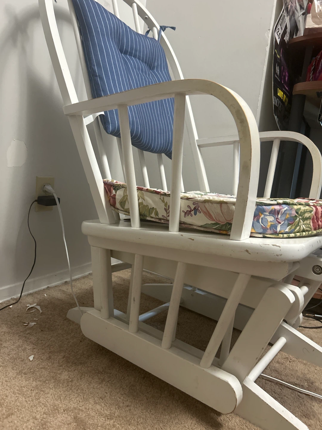 White Glider Rocking Chair with Cushions - photo 2