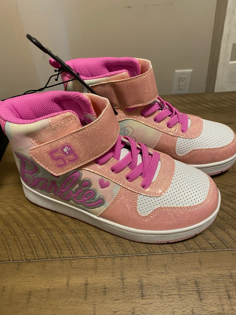 Barbie Pink Glitter High-Top Sneakers size 2