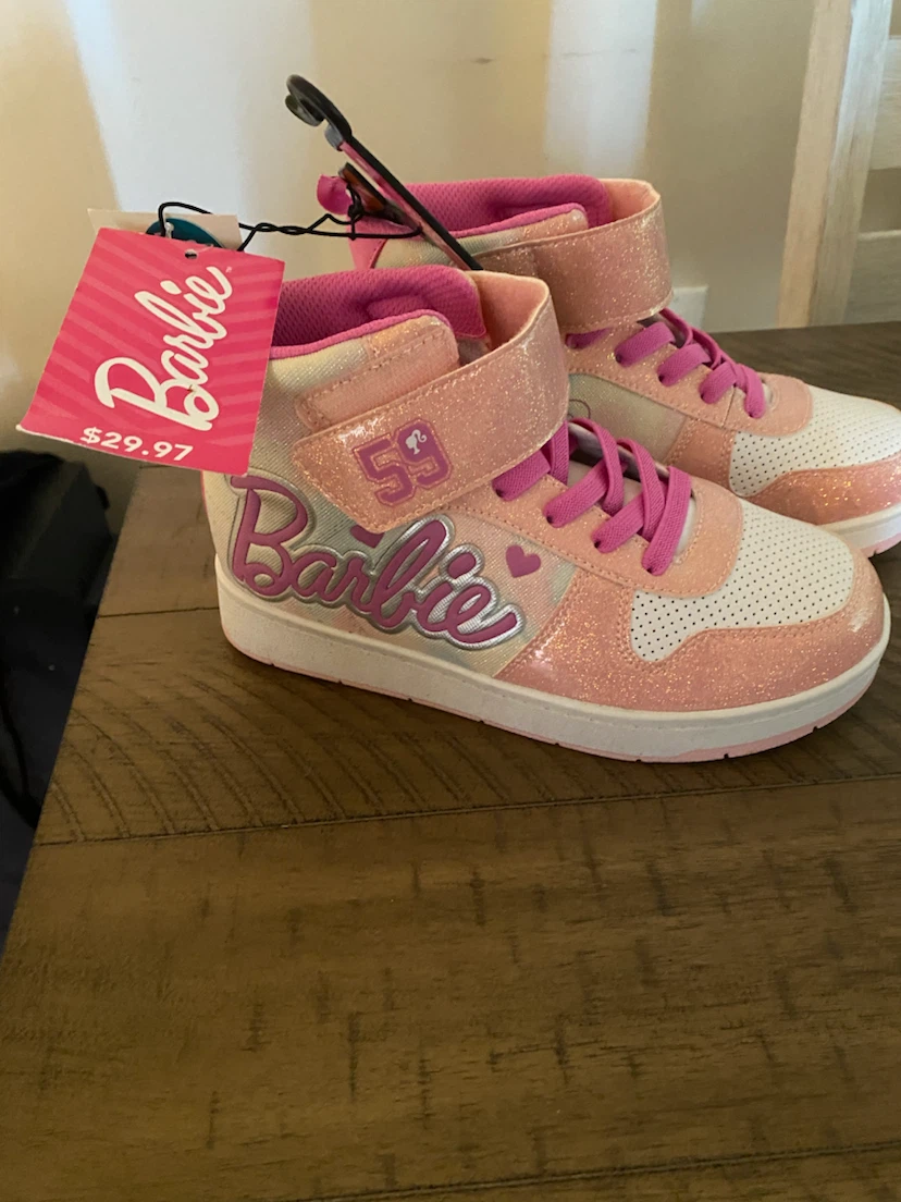 Barbie Pink Glitter High-Top Sneakers size 2 - photo 4