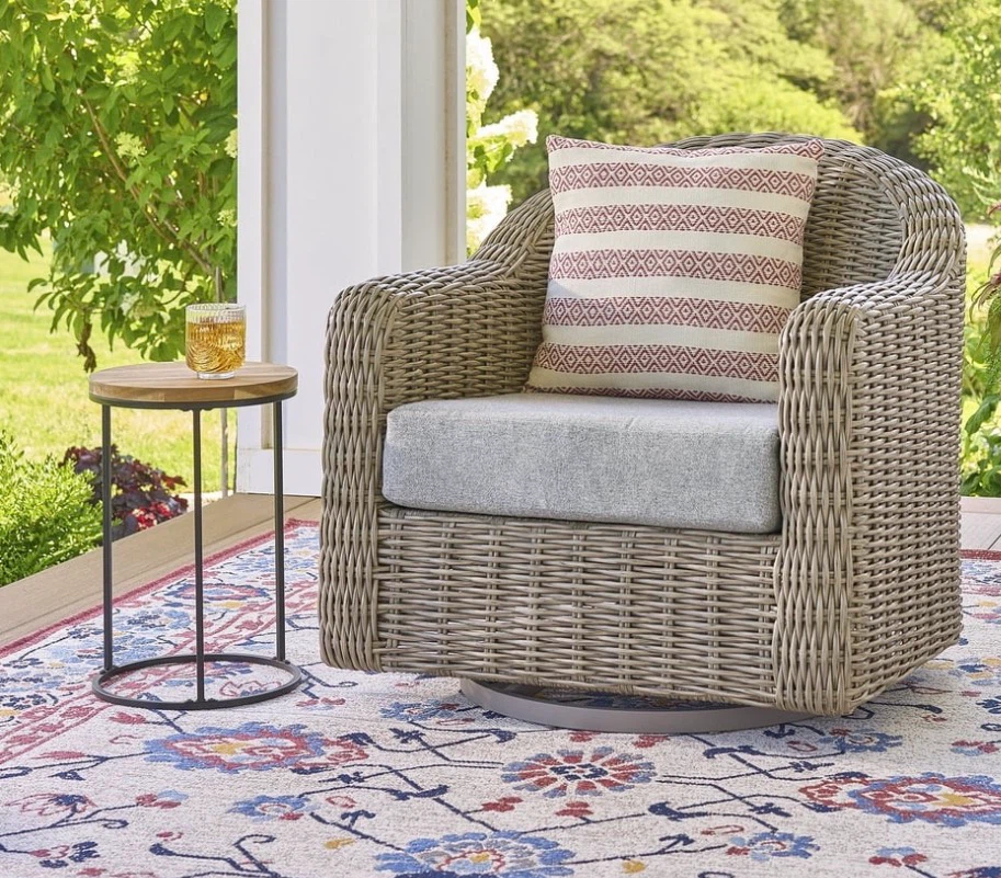 Wicker Armchair with Swivel Base (brand new open box)