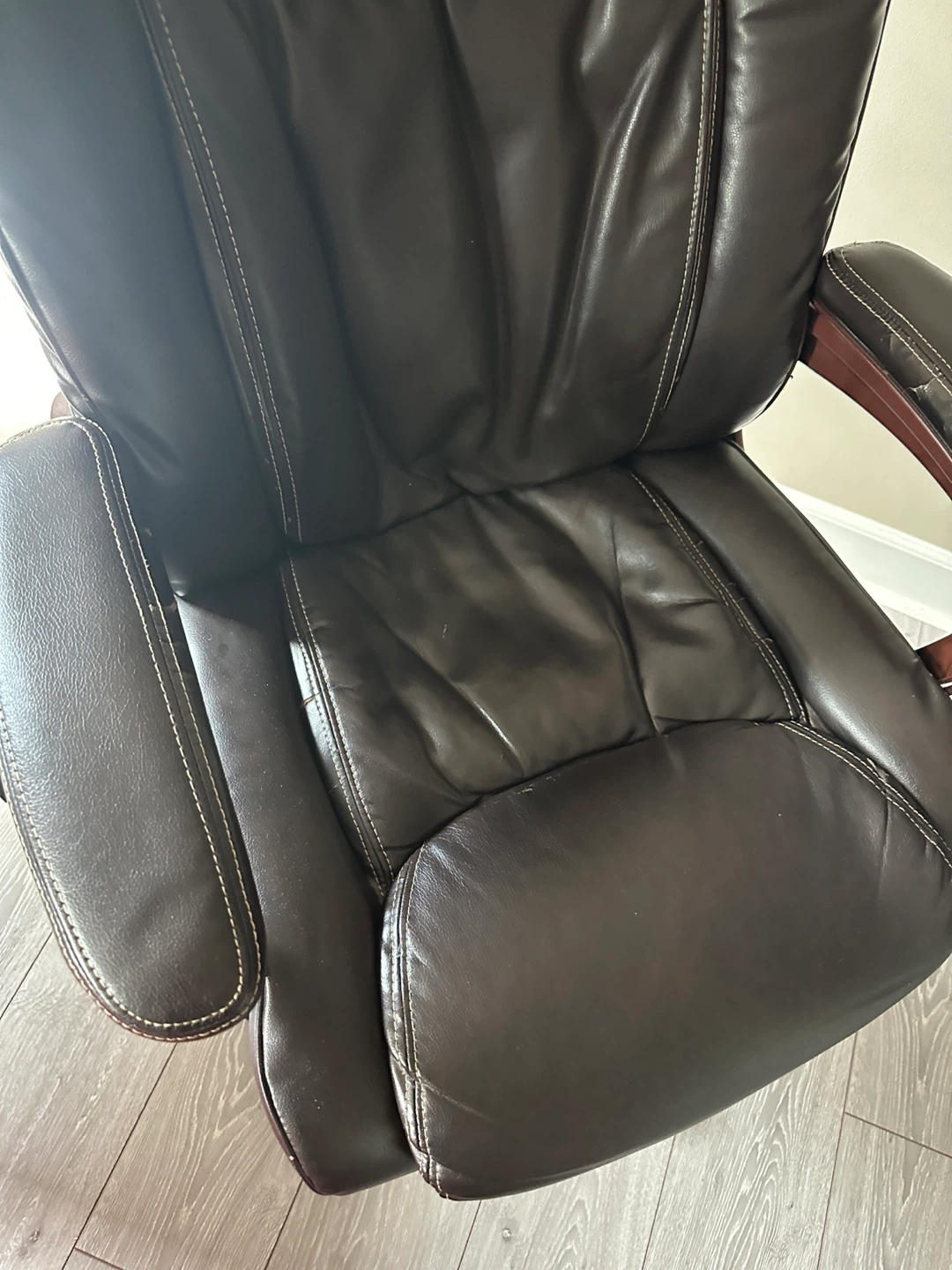 Brown Faux Leather Office Chair - photo 4
