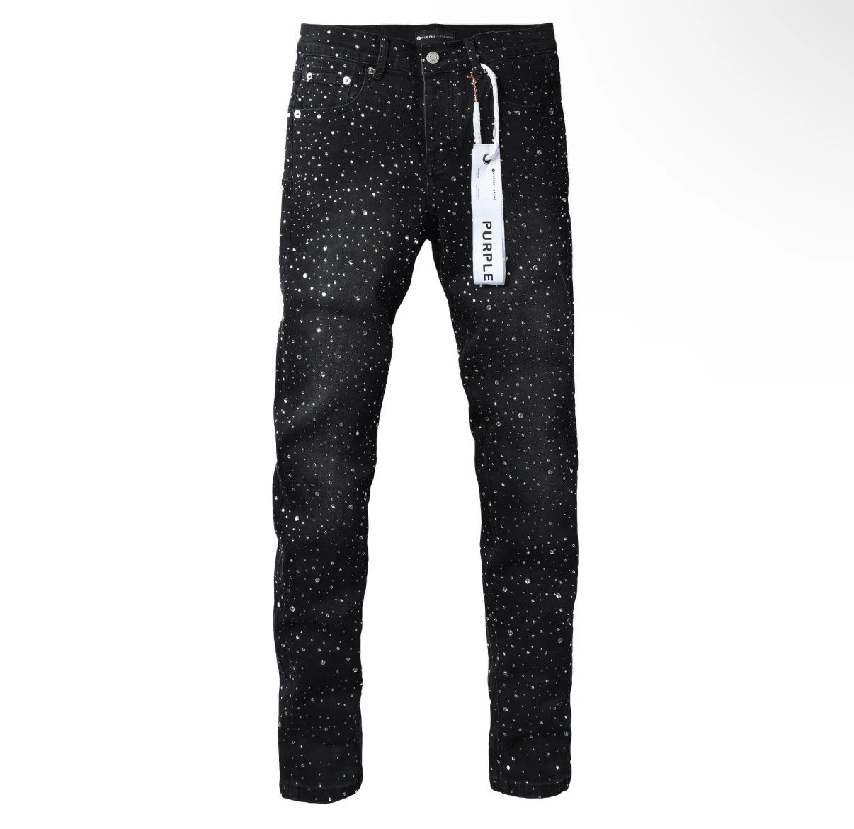Purple Brand Black Crystal Embellished Jeans