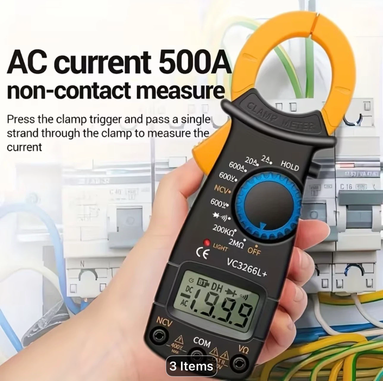 Clamp-On Multimeter Ammeter Set, Including Measuring Pen