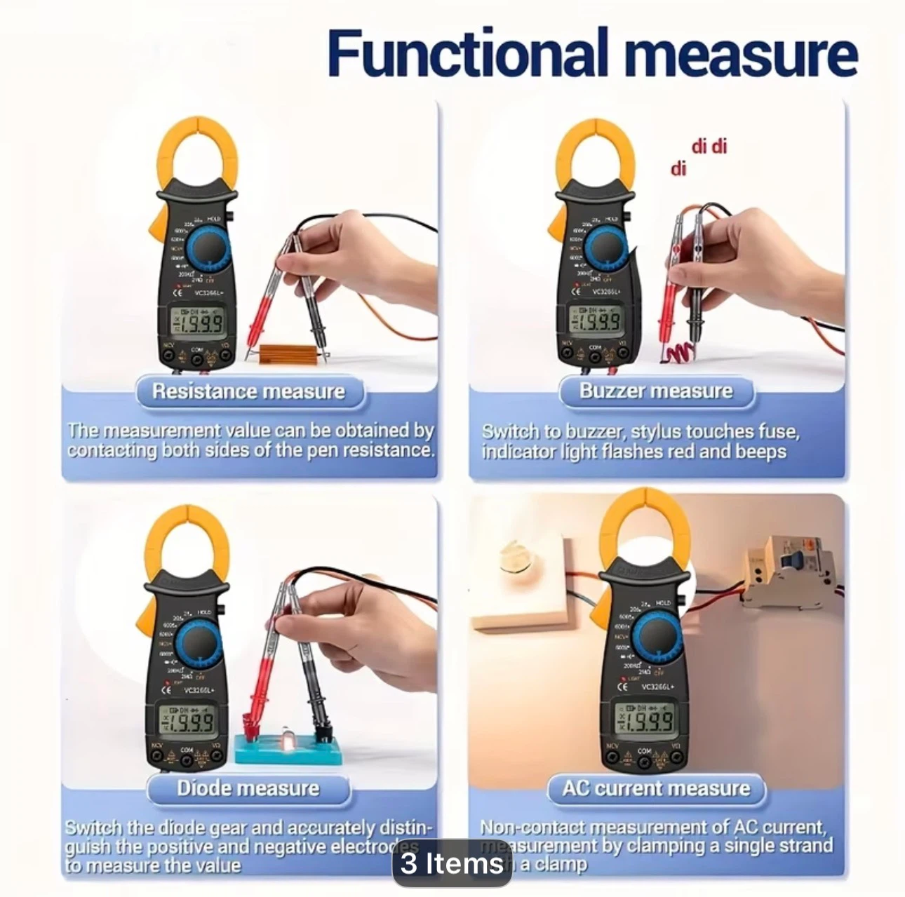 Clamp-On Multimeter Ammeter Set, Including Measuring Pen - photo 4