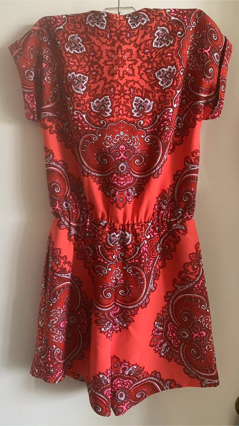 Women's Red Paisley Print Romper - photo 2