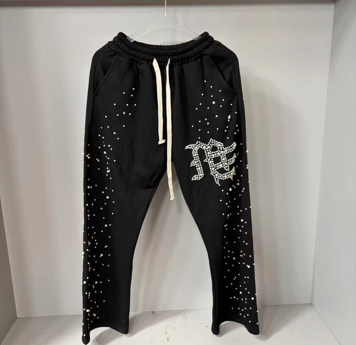Black Rhinestone Zip-Up Hoodie and Sweatpants Set - photo 4