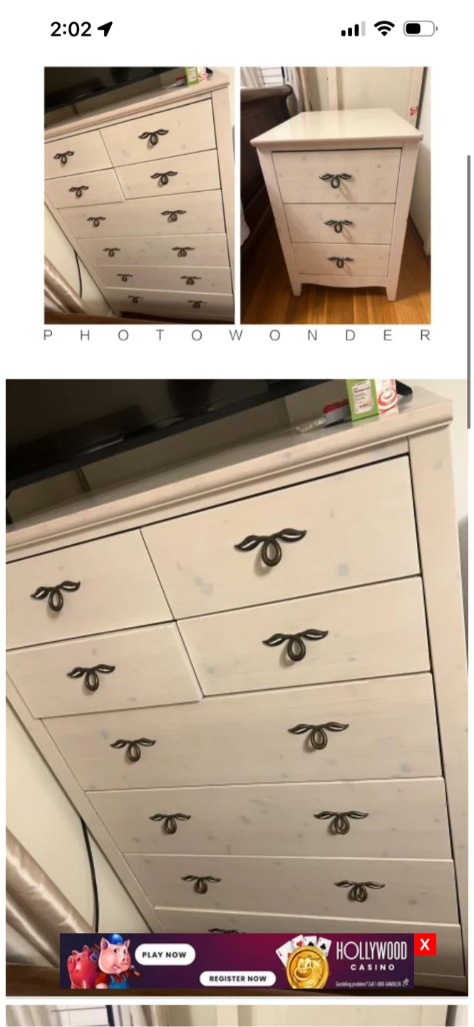 White 7-Drawer Dresser and 3-Drawer Nightstand Set