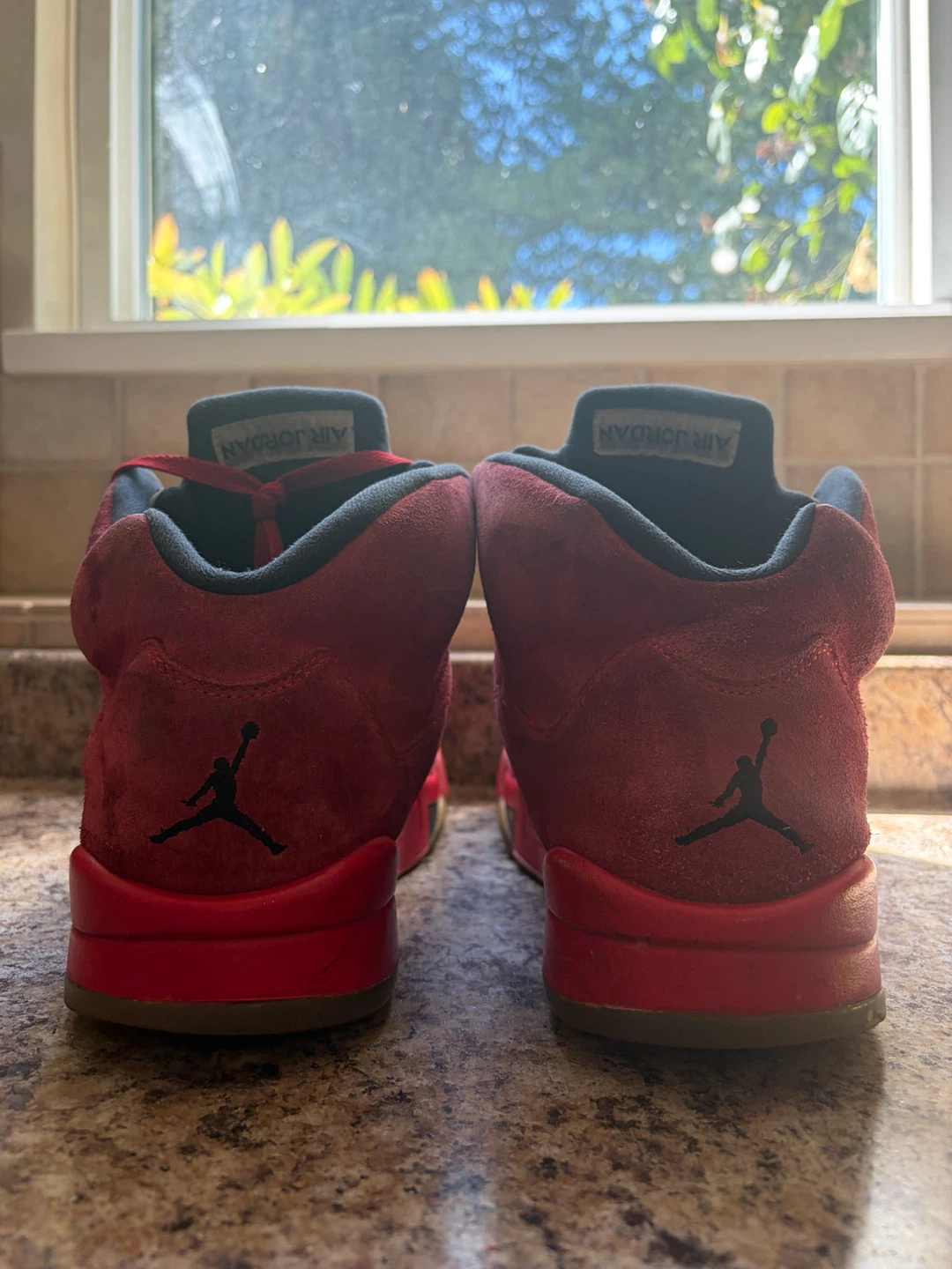 Air Jordan 5 Red Suede Sneakers - photo 2