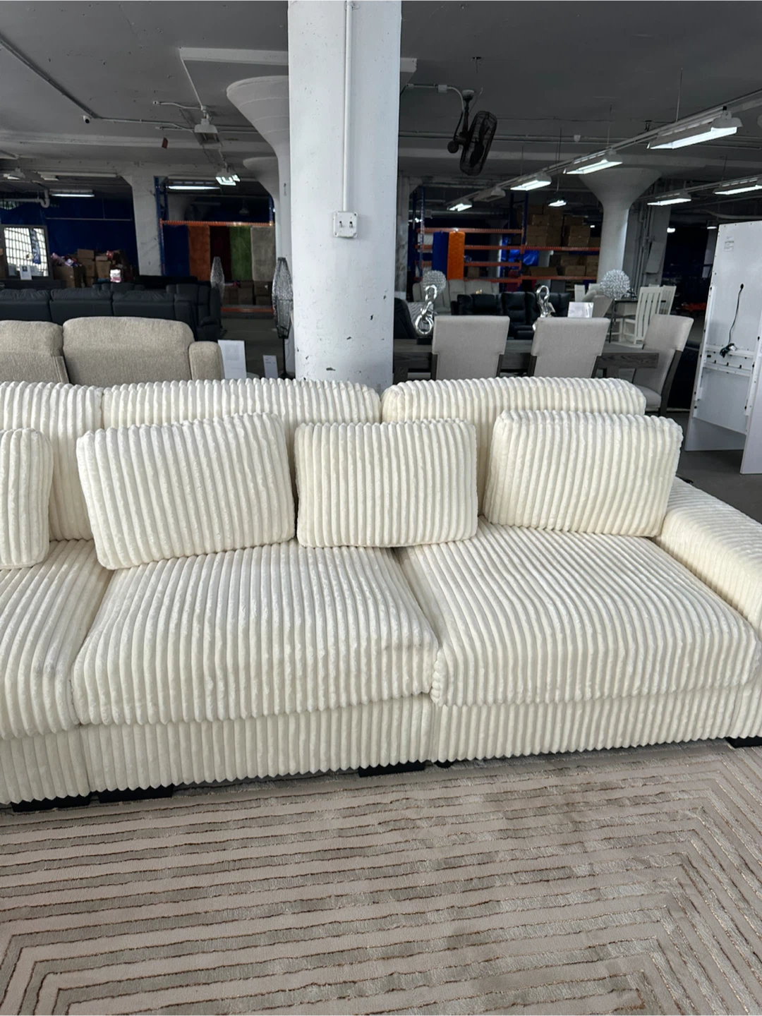 Royal Home White Corduroy Sectional Sofa - photo 3