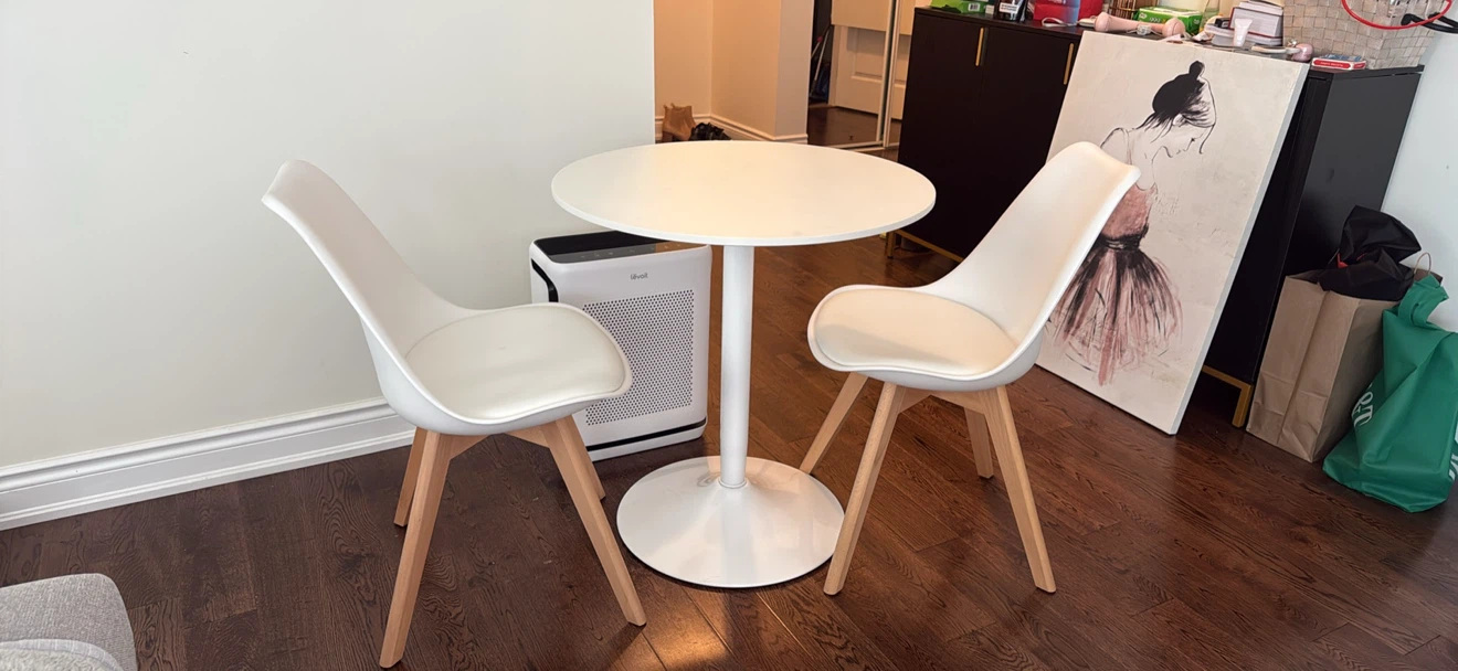 White Tulip Style Dining Set with Two Chairs