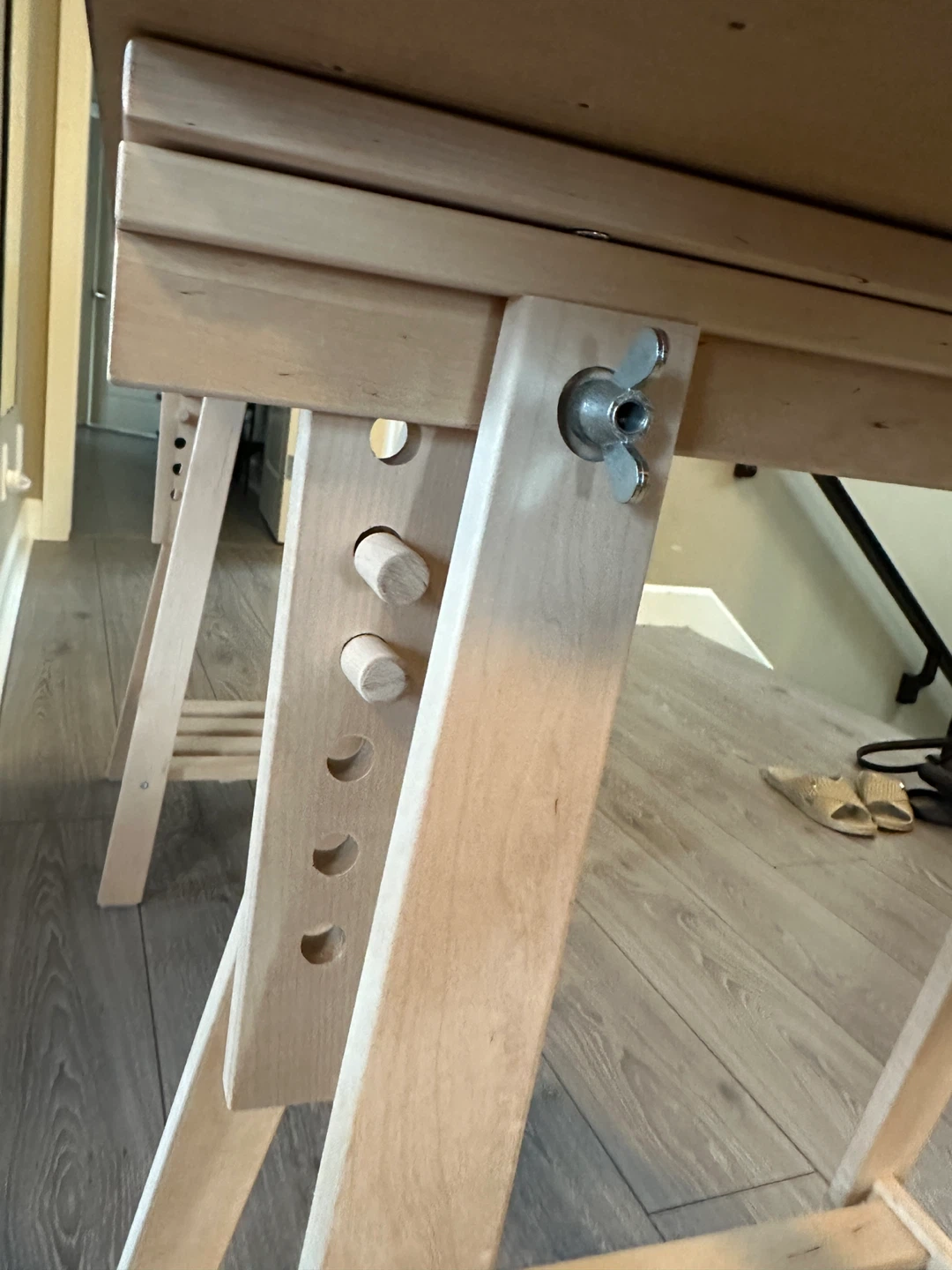 Black IKEA Desk with Wooden Easel Legs - photo 3