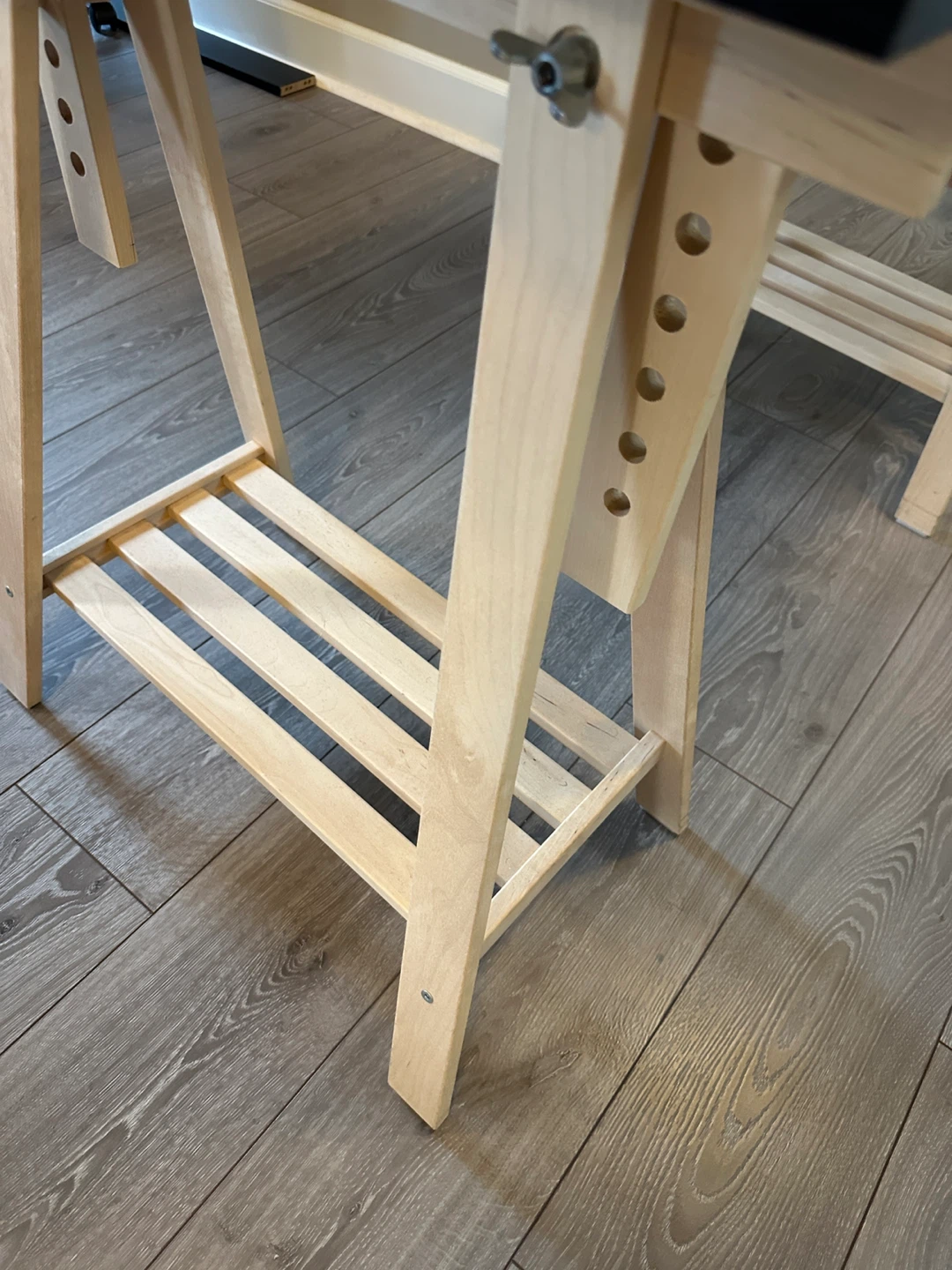 Black IKEA Desk with Wooden Easel Legs - photo 4