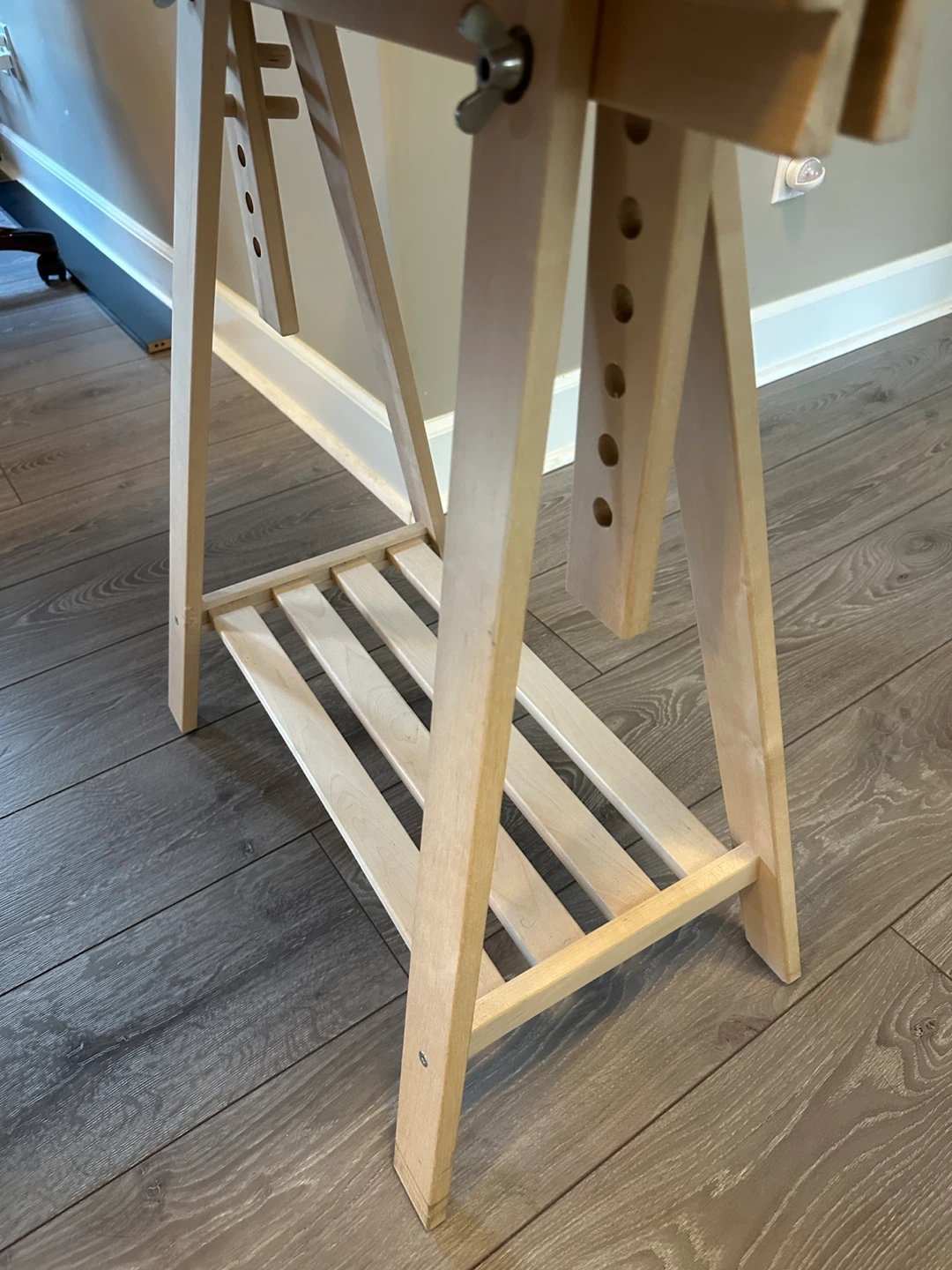 Black IKEA Desk with Wooden Easel Legs - photo 5
