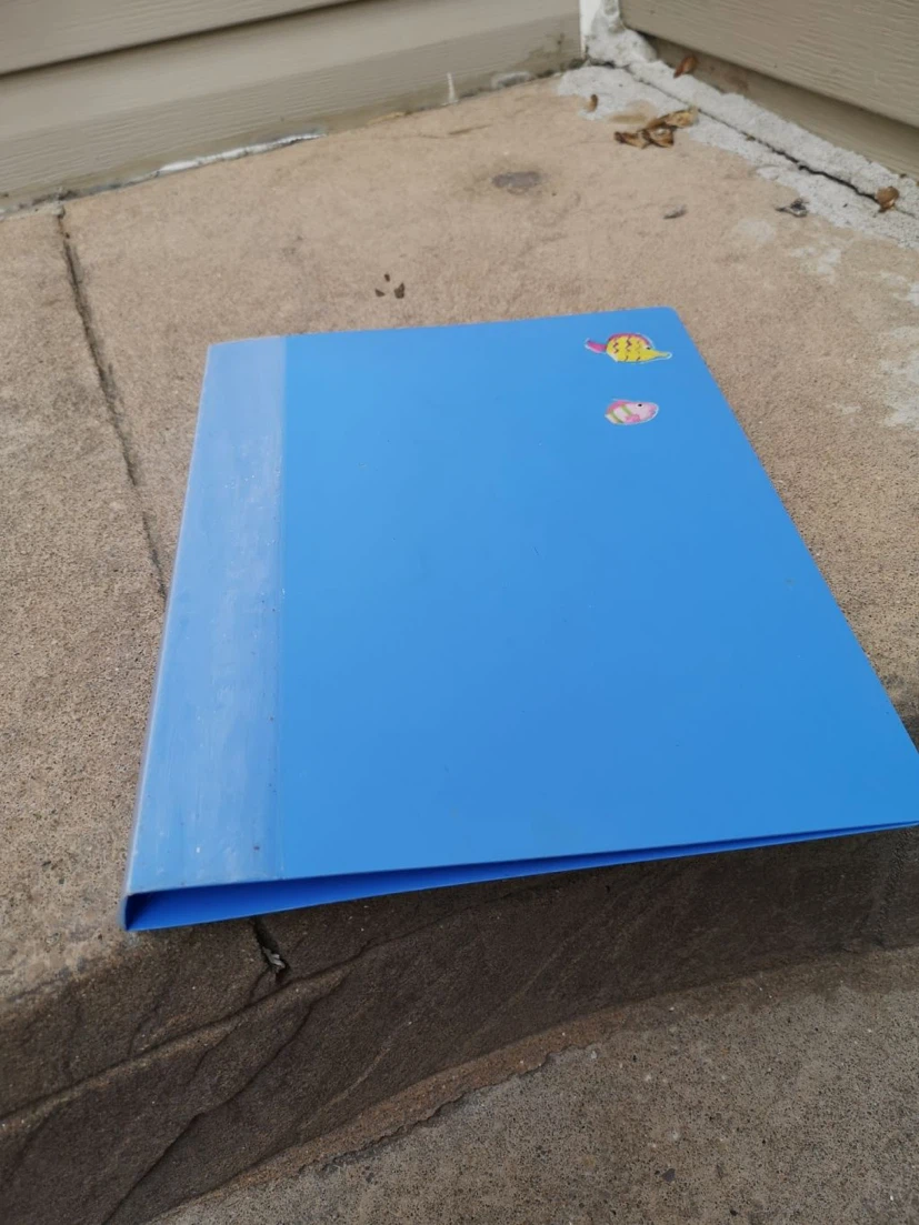Blue Binder with Fish Stickers