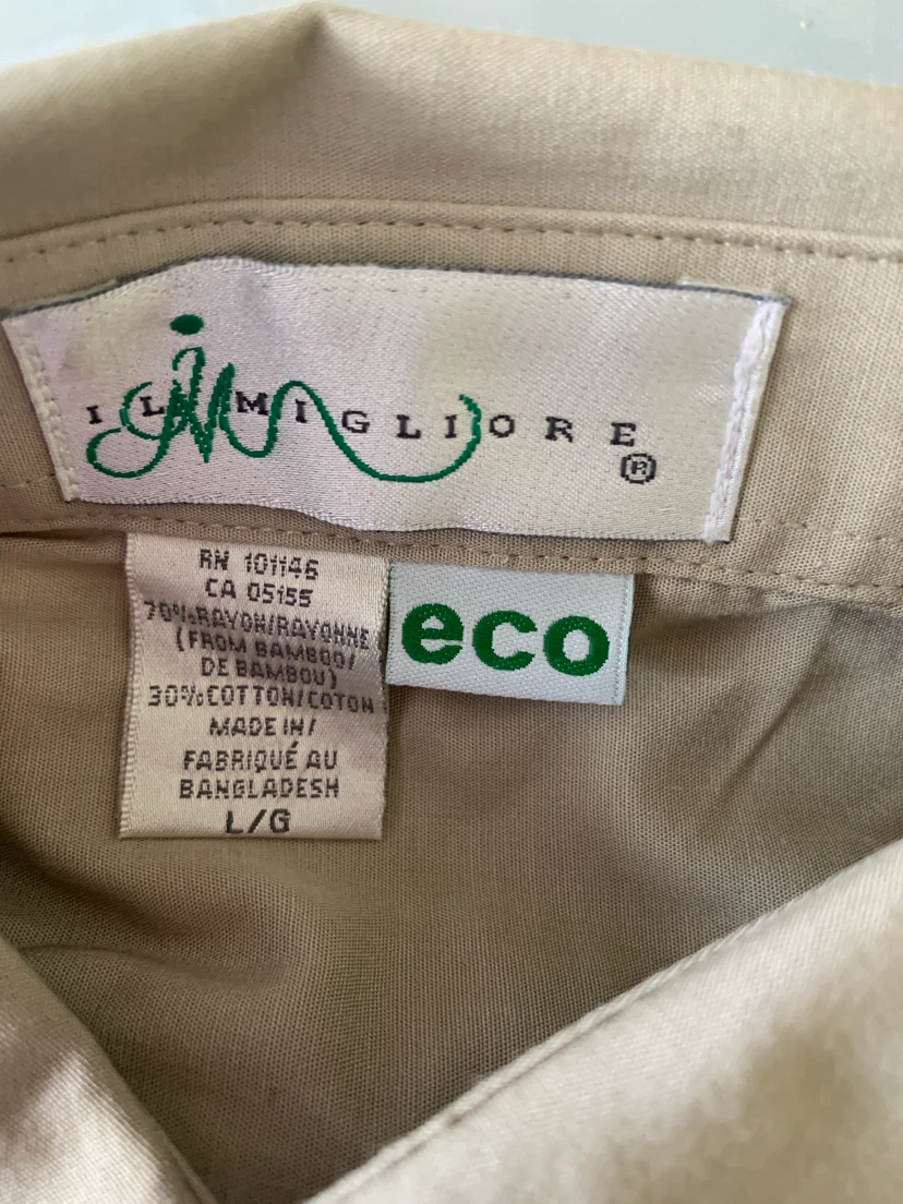 Imigliore Sand Bamboo Blend Button-Up Shirt Size L/G - photo 2