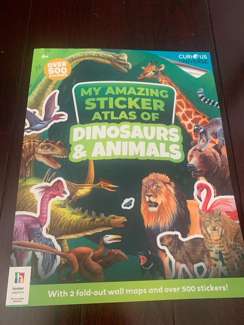Atlas of Dinosaurs & Animals Book - map & stickers included