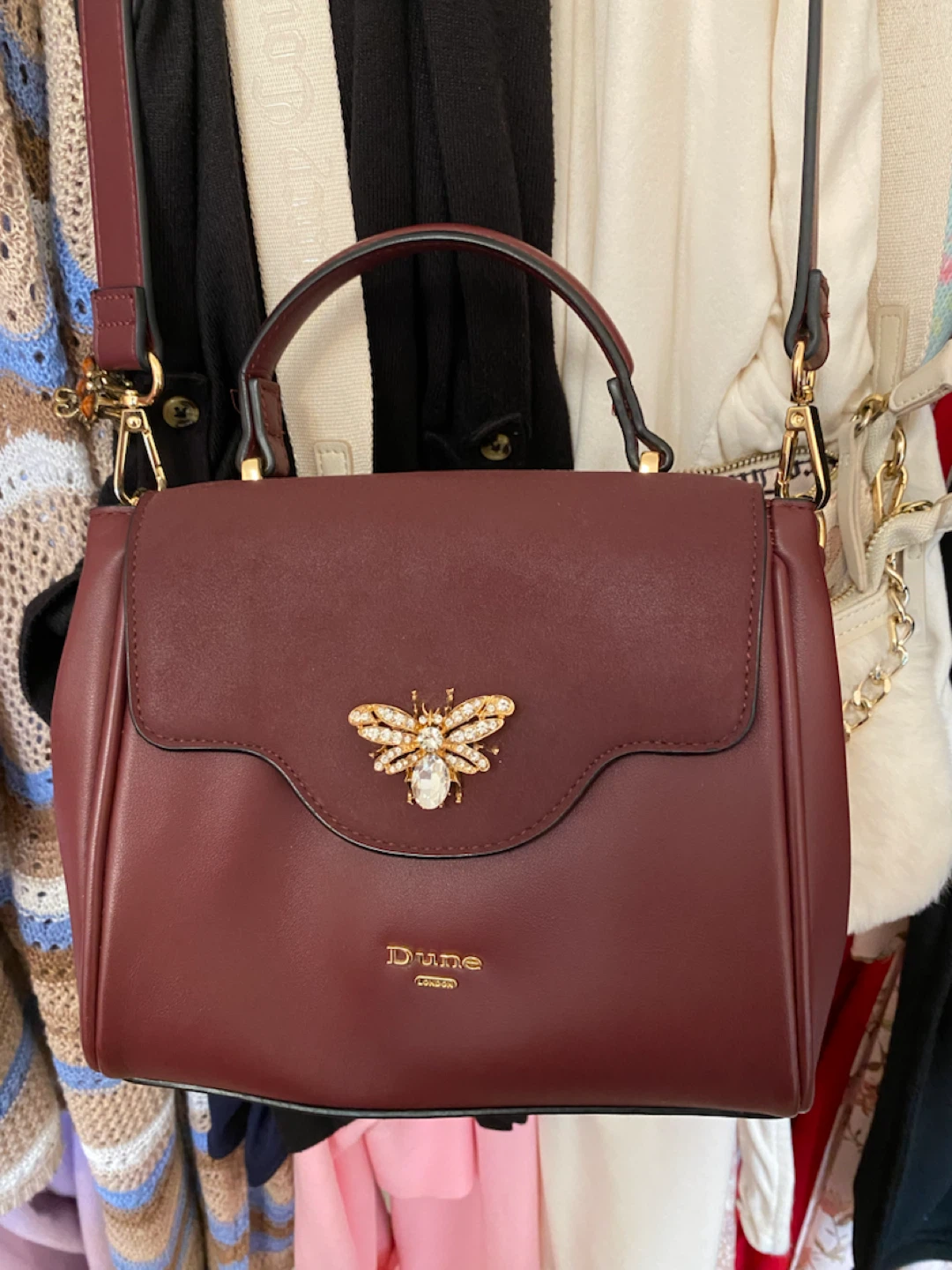 Dune London Satchel Handbag with Bee Embellishment