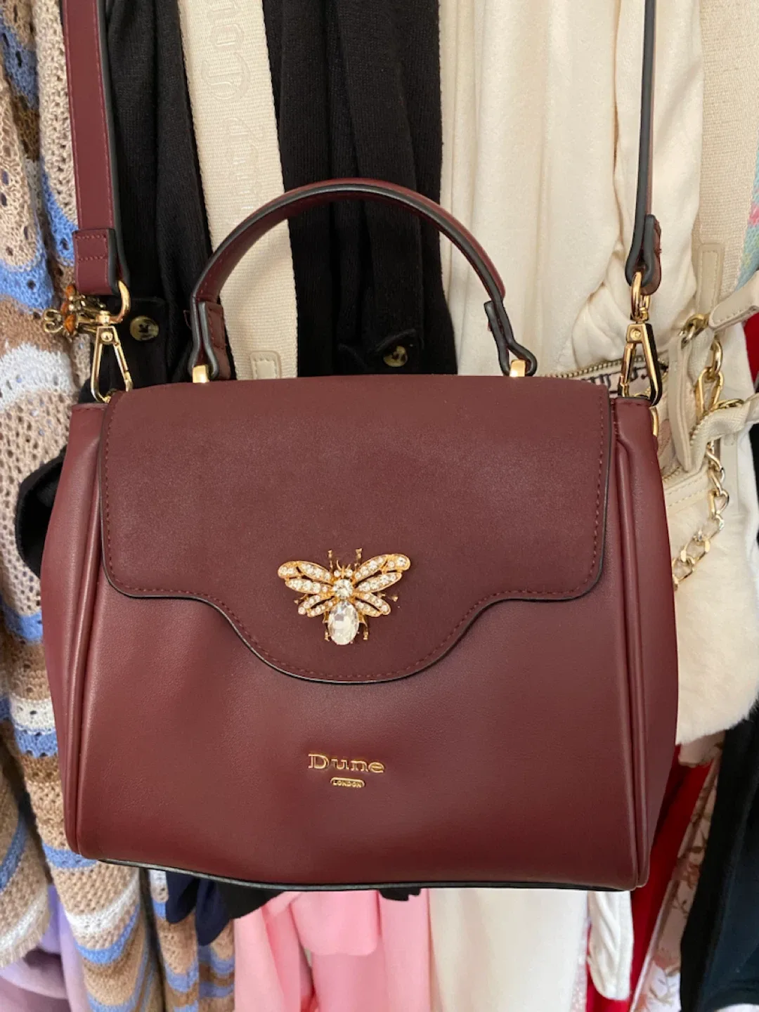 Dune London Satchel Handbag with Bee Embellishment