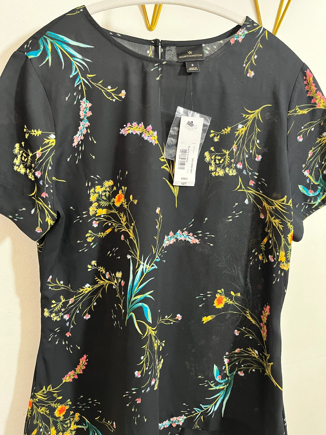 Worthington Women's Black Floral Print Blouse Size Small