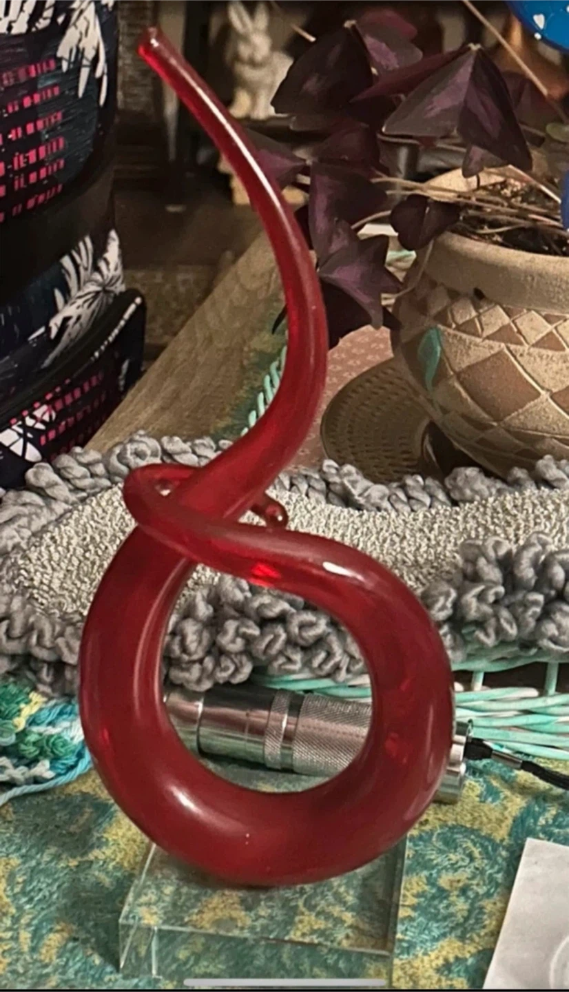 Mid-Century Style Red Art Glass Twist Sculpture