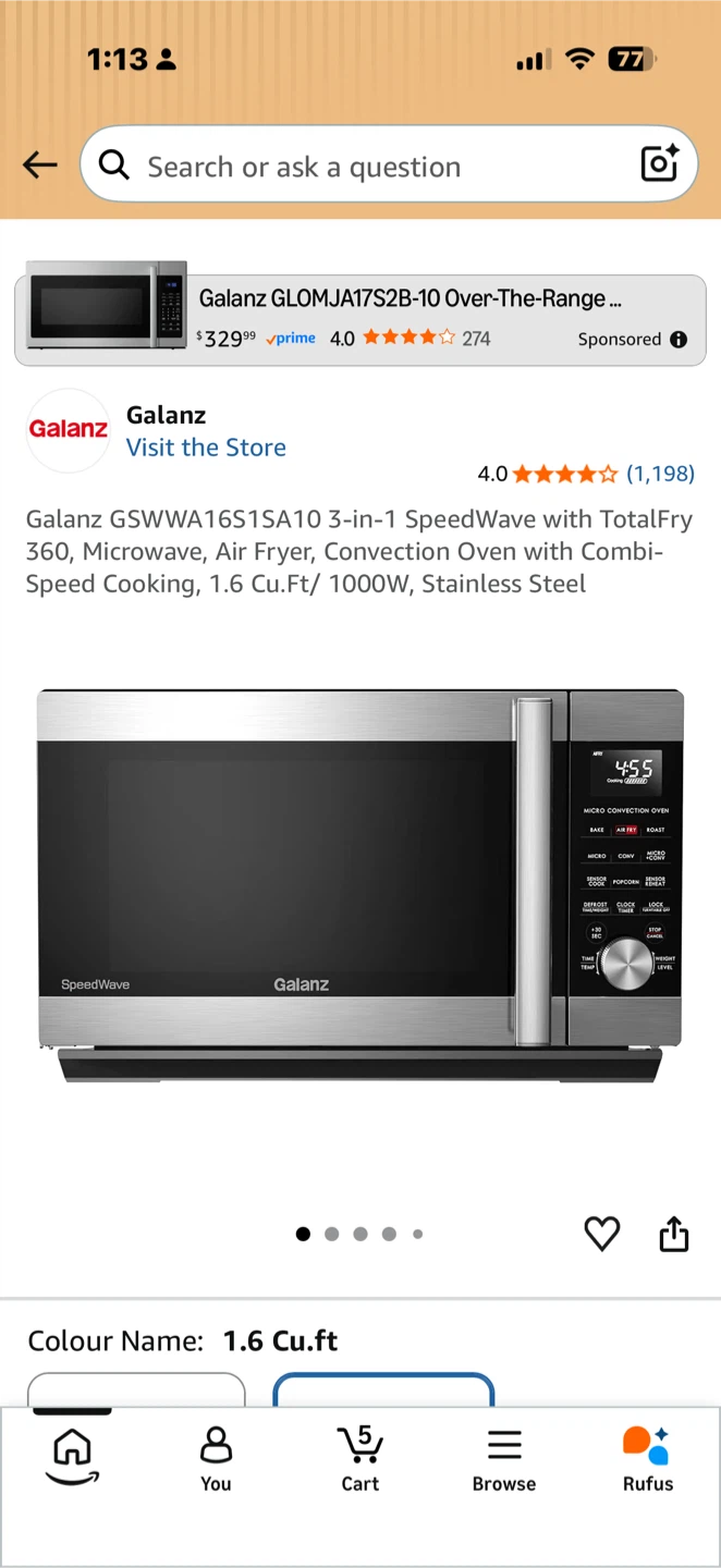 Galanz 3-in-1 SpeedWave Microwave, Air Fryer, Convection Oven - photo 3